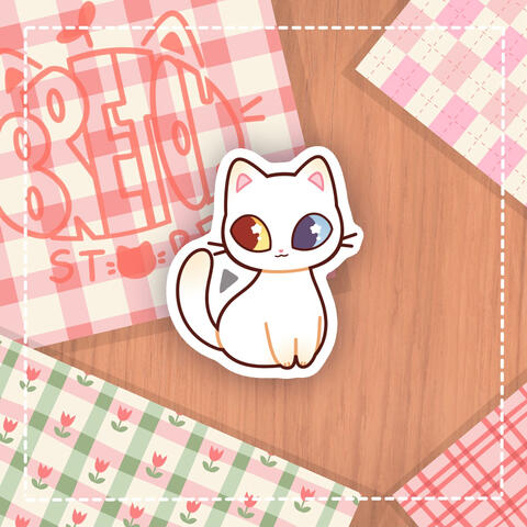 Pegatina - Gatito Heterocromía Blanco - Pegatina - 1€