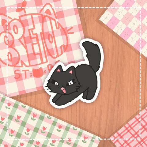 Gatito Negro Pelo Largo - Pegatina - 1€